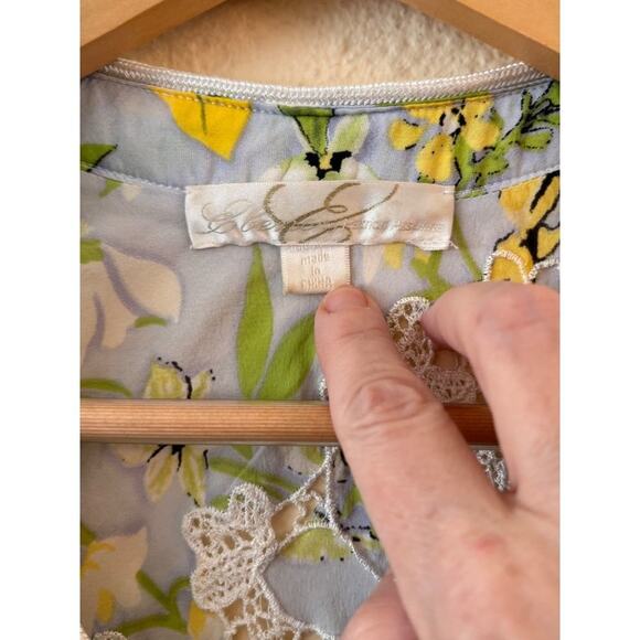 Ebene by Patrick Assuline Dress Sz Small 100% Silk Floral Lace Feminine Tunic - Picture 4 of 11